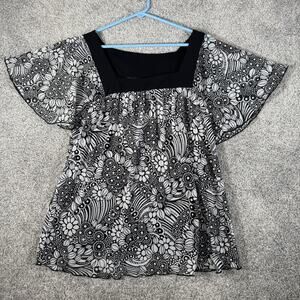 Apostrophe XL Blouse Fairy Grunge Retro 60s Mod Flowy Dark Romantic Whimsigoth